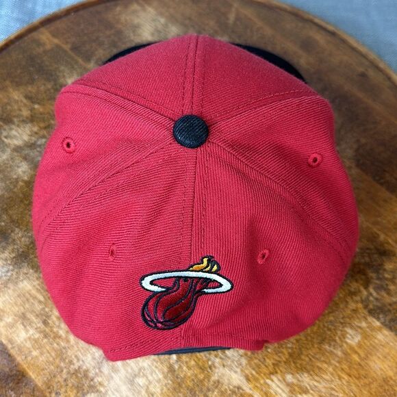 Adidas NBA Hat Miami Heat Snapback Baseball Cap Red Black Wool Blend Embroidered - Picture 6 of 13
